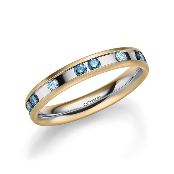 Bicolor trouwring in roségoud 14 kt. grijsgoud 14 kt. met in totaal 0,6 ct. Briljant iceblue oceanblue van acredo - A-2218-7 Bicolor trouwring in roségoud 14 kt. grijsgoud 14 kt. met in totaal 0,6 ct. Briljant iceblue oceanblue van acredo - A-2218-7
