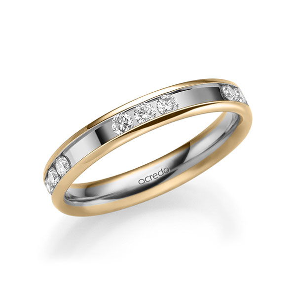Bicolor trouwring in roségoud 14 kt. witgoud 14 kt. met in totaal 0,6 ct. Briljant tw/si van acredo - A-2212-2 Bicolor trouwring in roségoud 14 kt. witgoud 14 kt. met in totaal 0,6 ct. Briljant tw/si van acredo - A-2212-2
