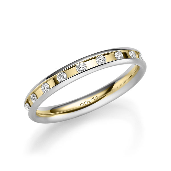 Bicolor trouwring in witgoud 14 kt. geelgoud 14 kt. met in totaal 0,18 ct. Briljant tw/si van acredo - A-2217-6 Bicolor trouwring in witgoud 14 kt. geelgoud 14 kt. met in totaal 0,18 ct. Briljant tw/si van acredo - A-2217-6