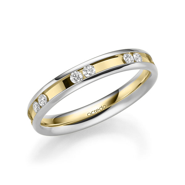 Bicolor trouwring in witgoud 14 kt. geelgoud 14 kt. met in totaal 0,42 ct. Briljant tw/si van acredo - A-2206-1