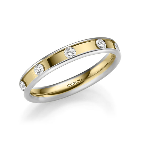 Bicolor trouwring in witgoud 14 kt. geelgoud 14 kt. met in totaal 0,45 ct. Briljant tw,vs van acredo - A-2210-1 Bicolor trouwring in witgoud 14 kt. geelgoud 14 kt. met in totaal 0,45 ct. Briljant tw,vs van acredo - A-2210-1