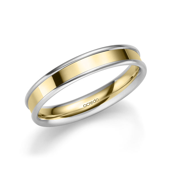 Bicolor trouwring in witgoud 14 kt. geelgoud 14 kt. van acredo - A-2211-1