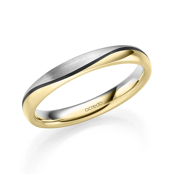 Bicolor trouwring in witgoud 14 kt. geelgoud 14 kt. van acredo - S-1300-14