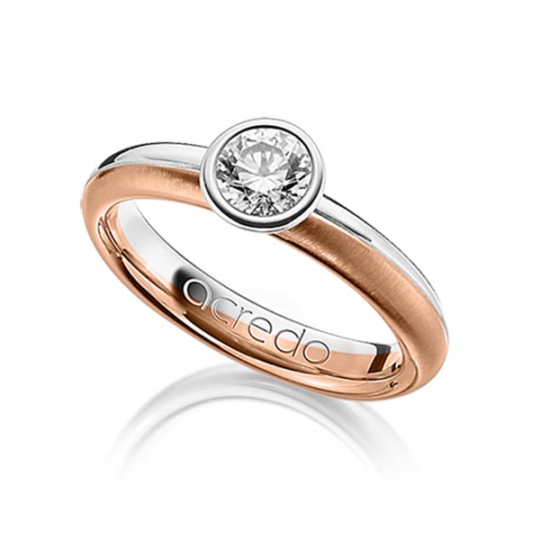Bicolor trouwring in witgoud 14 kt. roodgoud 14 kt. met 0,5 ct. Briljanten tw/si van acredo - A-1206-10 Bicolor trouwring in witgoud 14 kt. roodgoud 14 kt. met 0,5 ct. Briljanten tw/si van acredo - A-1206-10