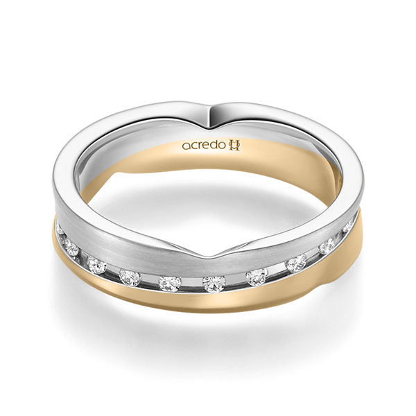 Bicolor trouwring in witgoud 14 kt. roségoud 14 kt. met in totaal 0,315 ct. Briljant tw/si van acredo - A-2363-13 Bicolor trouwring in witgoud 14 kt. roségoud 14 kt. met in totaal 0,315 ct. Briljant tw/si van acredo - A-2363-13