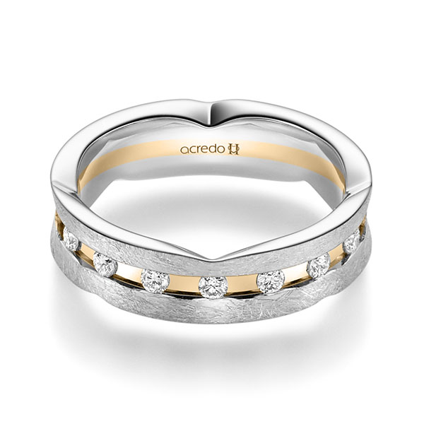 Bicolor trouwring in witgoud 14 kt. roségoud 14 kt. met in totaal 0,48 ct. Briljant tw/si van acredo - A-2354-18 Bicolor trouwring in witgoud 14 kt. roségoud 14 kt. met in totaal 0,48 ct. Briljant tw/si van acredo - A-2354-18