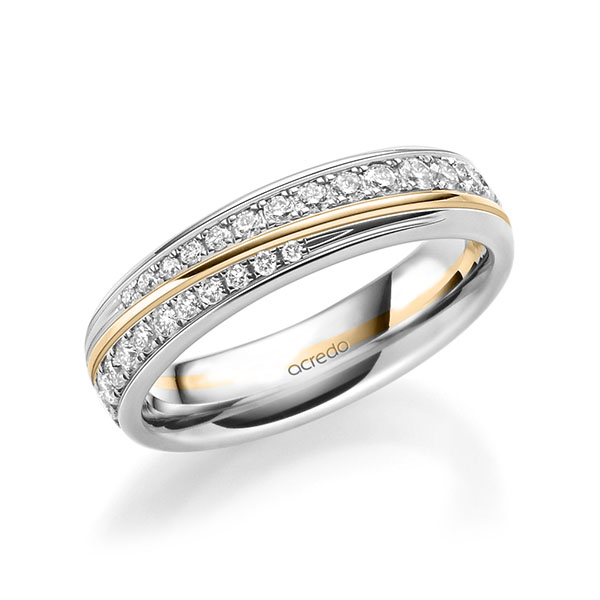 Bicolor trouwring in witgoud 14 kt. roségoud 14 kt. met in totaal 0,964 ct. Briljant tw/si van acredo - A-1631-14