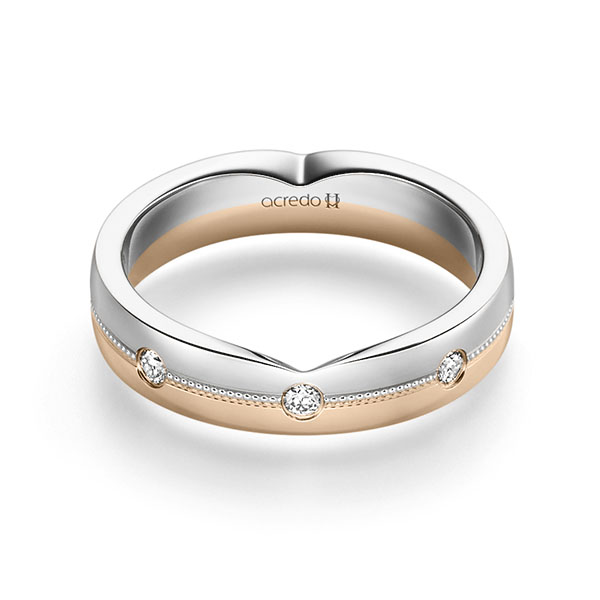 Bicolor trouwring in witgoud 14 kt. Signature Goud 585 met in totaal 0,24 ct. Briljant tw/si van acredo - A-2256-13 Bicolor trouwring in witgoud 14 kt. Signature Goud 585 met in totaal 0,24 ct. Briljant tw/si van acredo - A-2256-13