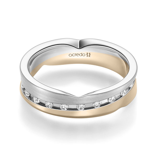 Bicolor trouwring in witgoud 14 kt. Signature Goud 585 met in totaal 0,315 ct. Briljant tw/si van acredo - A-2363-14 Bicolor trouwring in witgoud 14 kt. Signature Goud 585 met in totaal 0,315 ct. Briljant tw/si van acredo - A-2363-14