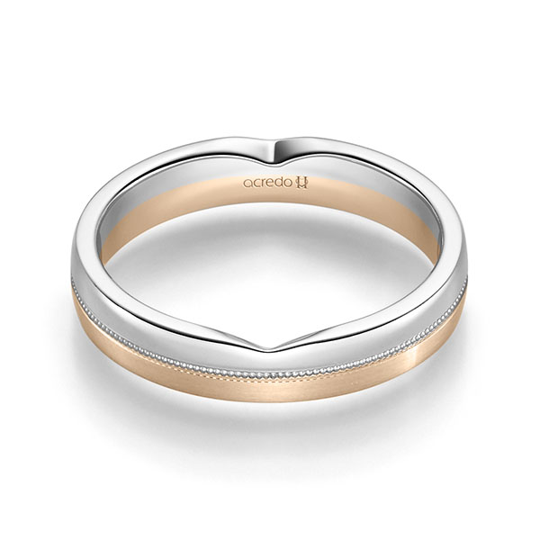 Bicolor trouwring in witgoud 14 kt. Signature Goud 585 van acredo