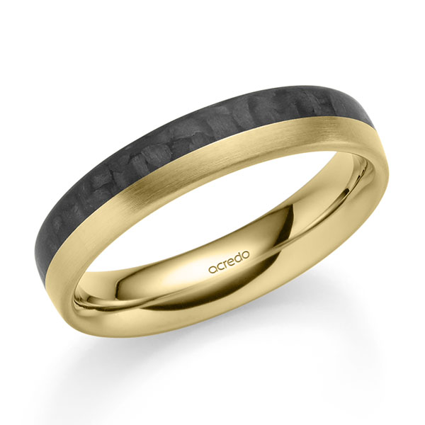 Carbon Trauring/Ehering in Gelbgold 585 Carbon-Einzug von acredo - S-1311-15 Carbon Trauring/Ehering in Gelbgold 585 Carbon-Einzug von acredo - S-1311-15