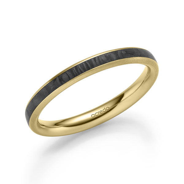 Carbon Trauring/Ehering in Gelbgold 750 Carbon-Einzug von acredo - S-1307-9