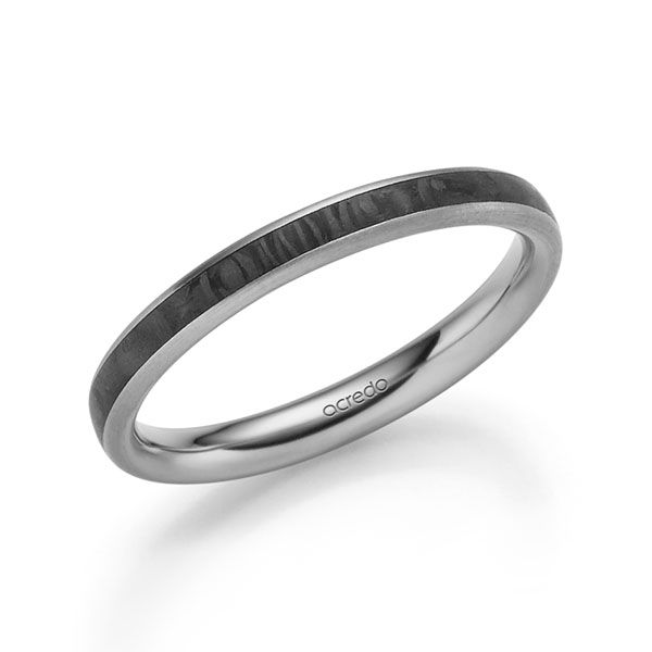 Carbon Trauring/Ehering in Graugold dunkel 585 Carbon-Einzug von acredo