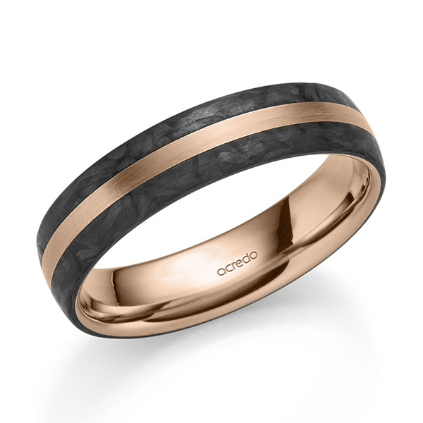 Carbon Trauring/Ehering in Rotgold 375 von acredo - S-1310-29