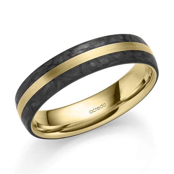 Carbon trouwring in geelgoud 14 kt. van acredo - S-1310-26