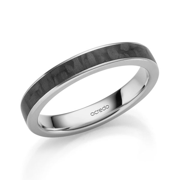 Carbon trouwring in grijsgoud 14 kt. met Carbon indentation van acredo - S-1308-11