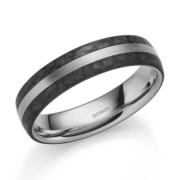 Carbon trouwring in grijsgoud 14 kt. van acredo