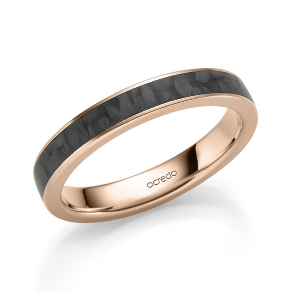Carbon trouwring in roodgoud 14 kt. met Carbon indentation van acredo - S-1308-10