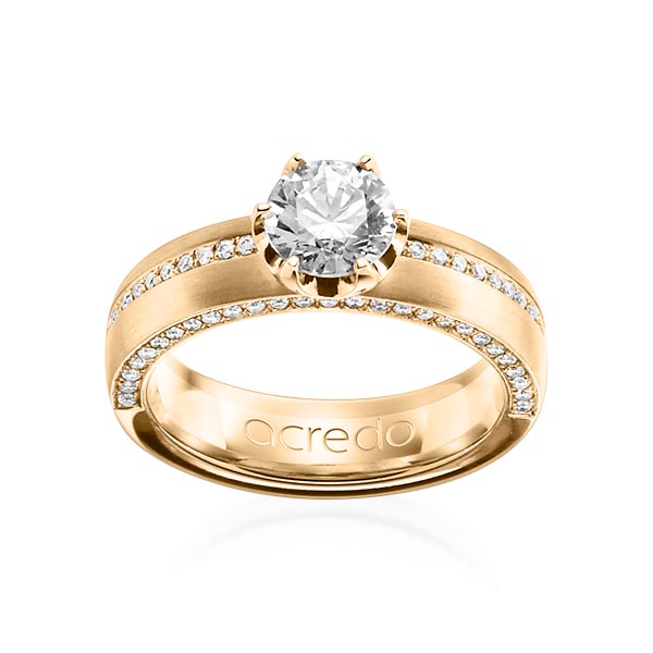 classic memoire- wedding band in Rosé gold 14K (585/1000) half set with diamonds with 0,7 ct. + in total 0,275 ct. brilliant tw,vs tw,si by acredo - A-1202-11 classic memoire- wedding band in Rosé gold 14K (585/1000) half set with diamonds with 0,7 ct. + in total 0,275 ct. brilliant tw,vs tw,si by acredo - A-1202-11