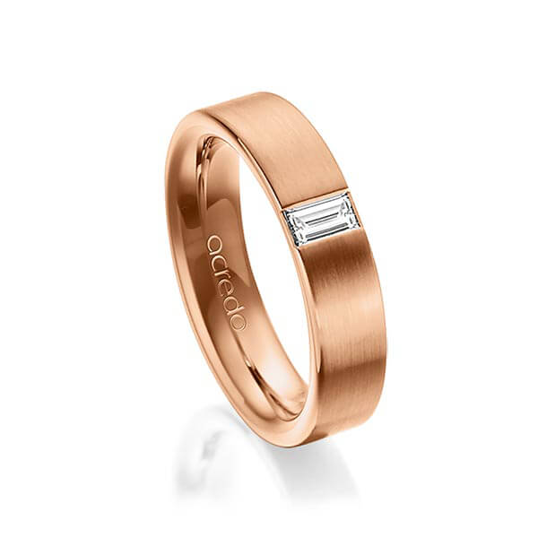 classic wedding band in outside Red gold 14K (585/1000) , inside Red gold 14K (585/1000) with in total 0,2 ct. baguette diamond tw,vs by acredo - A-1481-7 classic wedding band in outside Red gold 14K (585/1000) , inside Red gold 14K (585/1000) with in total 0,2 ct. baguette diamond tw,vs by acredo - A-1481-7