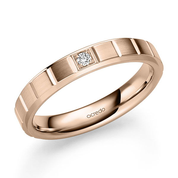 classic wedding band in Red gold 14K (585/1000) with in total 0,04 ct. brilliant tw,si by acredo - A-2490-1 classic wedding band in Red gold 14K (585/1000) with in total 0,04 ct. brilliant tw,si by acredo - A-2490-1