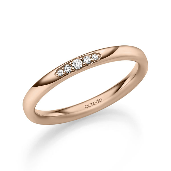 classic wedding band in Red gold 14K (585/1000) with in total 0,05 ct. brilliant tw,si by acredo - A-2541-10 classic wedding band in Red gold 14K (585/1000) with in total 0,05 ct. brilliant tw,si by acredo - A-2541-10