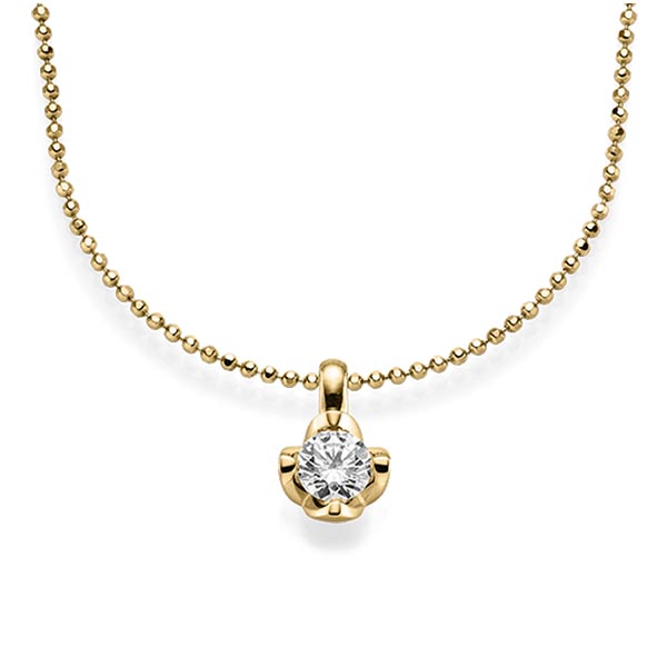 collier met hanger in geelgoud 14 kt. met 0,5 ct. Briljant tw/si van acredo