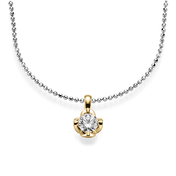 collier met hanger in geelgoud 14 kt. met 0,5 ct. Briljant tw/si van acredo