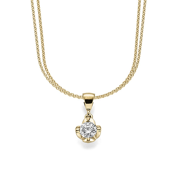 collier met hanger in geelgoud 14 kt. met 0,5 ct. Briljant tw/si van acredo - A-1609-2