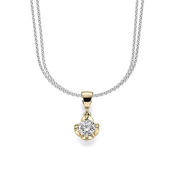 collier met hanger in geelgoud 14 kt. met 0,5 ct. Briljant tw/si van acredo