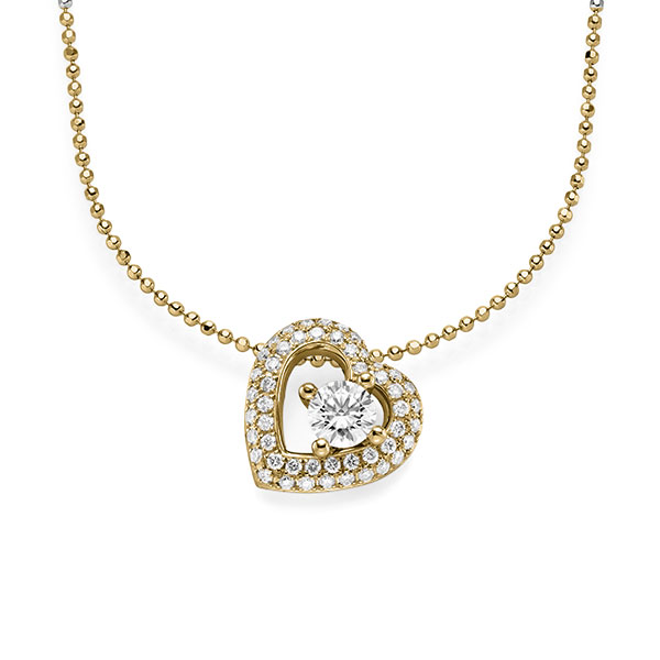 collier met hanger in geelgoud 14 kt. met 0,5 ct. + in totaal 0,386 ct. Briljant tw/si van acredo - A-1545-13