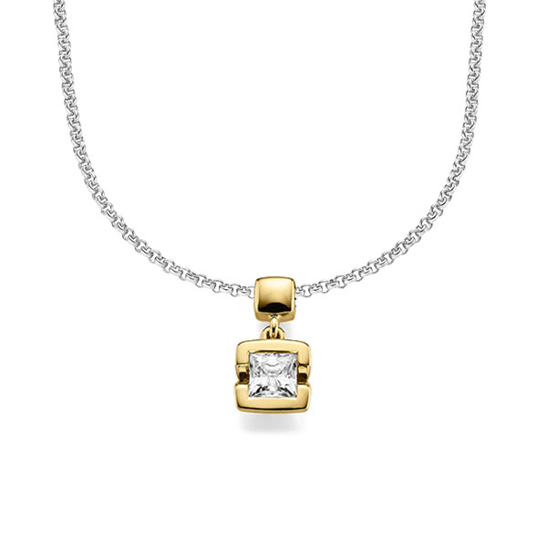 collier met hanger in geelgoud 14 kt. met 0,5 ct. Princess-Diamant tw,vs van acredo