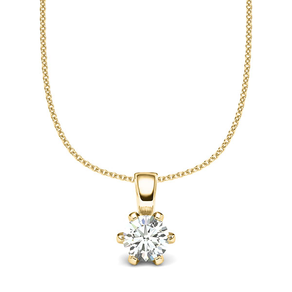 collier met hanger in geelgoud 14 kt. met 0,7 ct. Briljant tw/si van acredo