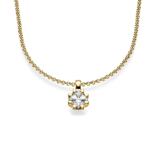 collier met hanger in geelgoud 14 kt. met 0,7 ct. Princess-Diamant tw,vs van acredo - A-1606-3