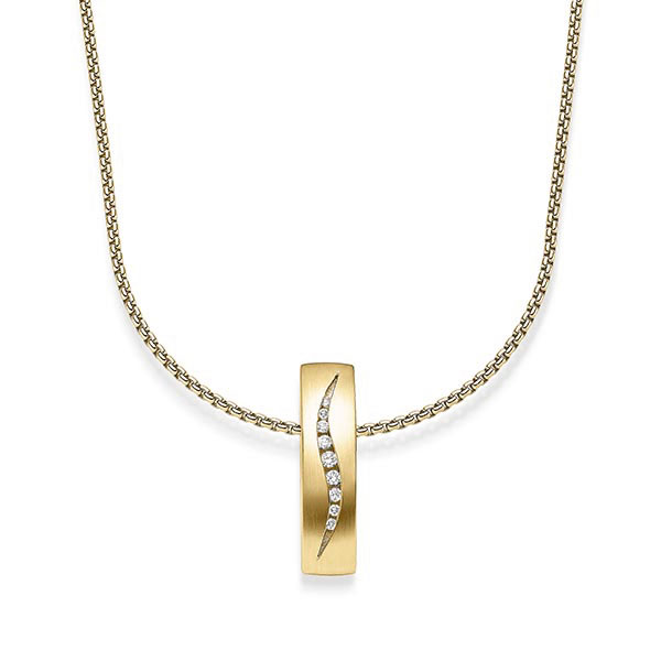 collier met hanger in geelgoud 14 kt. met in totaal 0,071 ct. tw/si van acredo