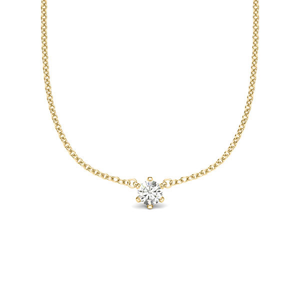 collier met hanger in geelgoud 14 kt. met in totaal 0,08 ct. Briljant tw/si van acredo