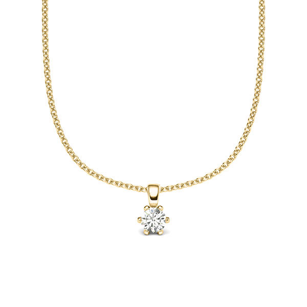 collier met hanger in geelgoud 14 kt. met in totaal 0,12 ct. Briljant tw/si van acredo