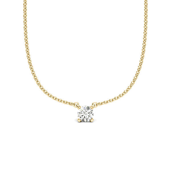 collier met hanger in geelgoud 14 kt. met in totaal 0,15 ct. Briljant tw/si van acredo