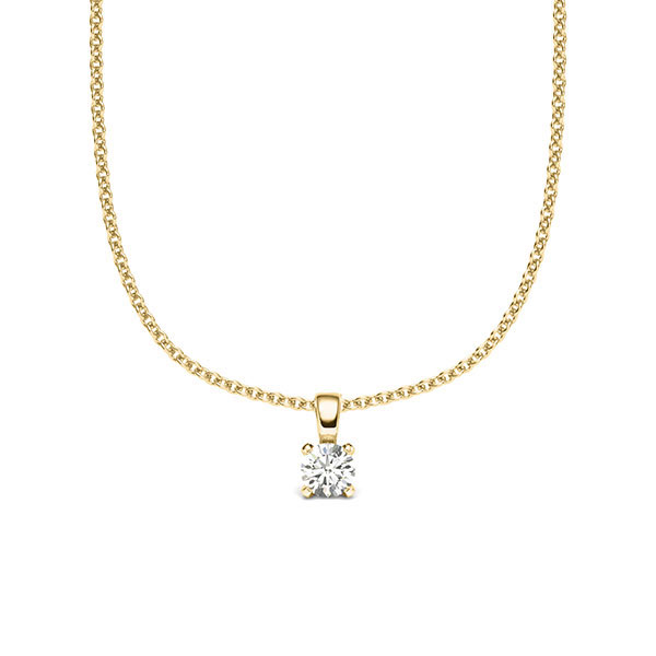 collier met hanger in geelgoud 14 kt. met in totaal 0,1 ct. Briljant tw/si van acredo