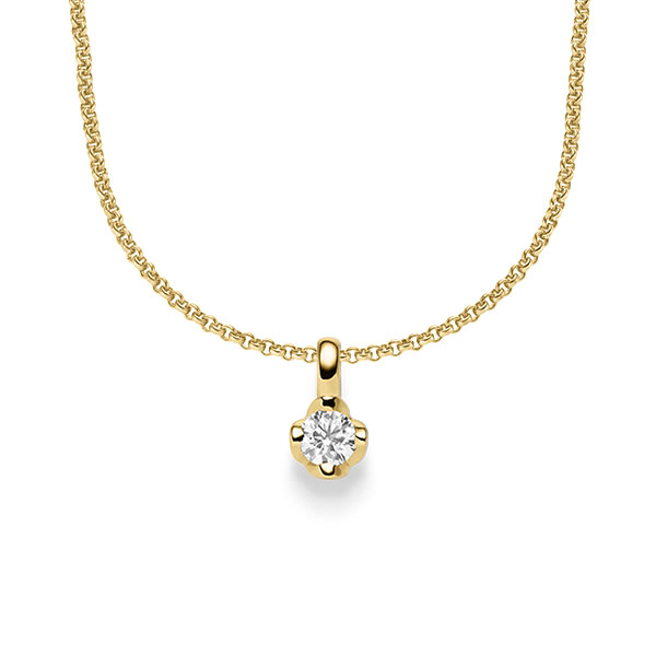 collier met hanger in geelgoud 14 kt. met in totaal 0,25 ct. Briljant tw/si van acredo - A-1644-4