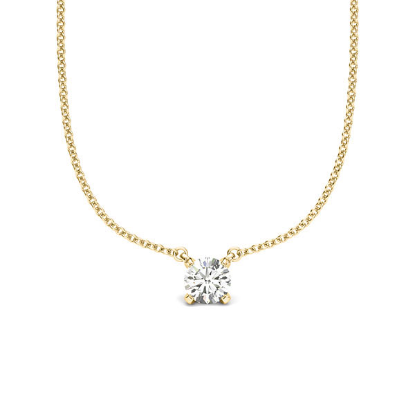 collier met hanger in geelgoud 14 kt. met in totaal 0,25 ct. Briljant tw/si van acredo