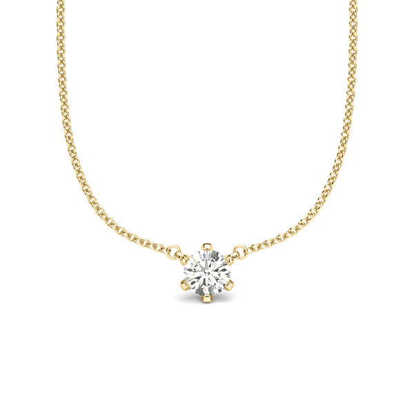 collier met hanger in geelgoud 14 kt. met in totaal 0,25 ct. Briljant tw/si van acredo