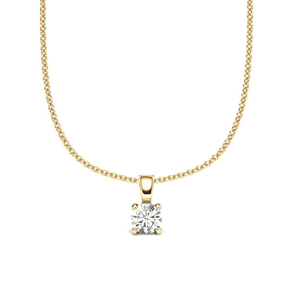 collier met hanger in geelgoud 14 kt. met in totaal 0,2 ct. Briljant tw/si van acredo