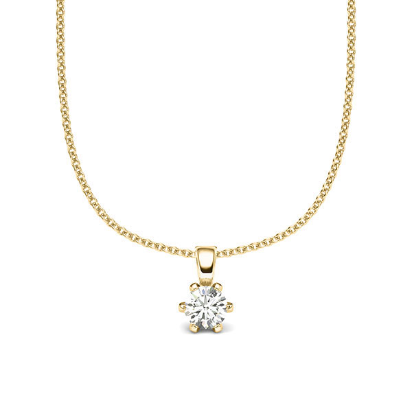 collier met hanger in geelgoud 14 kt. met in totaal 0,2 ct. Briljant tw/si van acredo