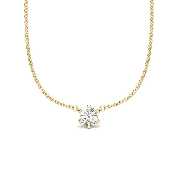 collier met hanger in geelgoud 14 kt. met in totaal 0,2 ct. Briljant tw/si van acredo
