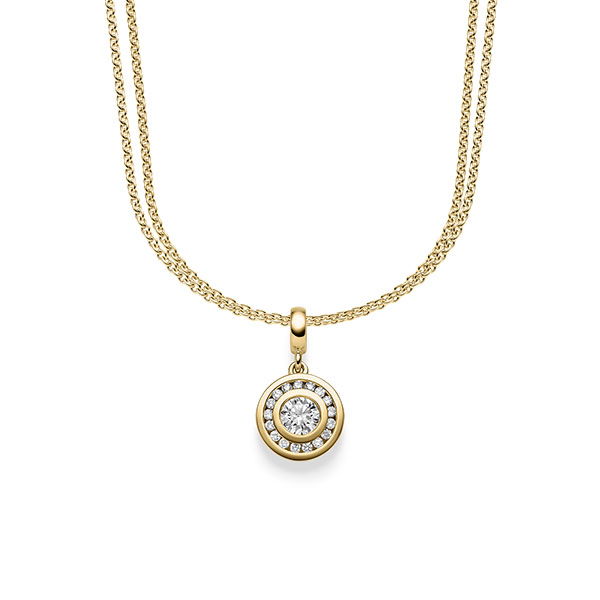 collier met hanger in geelgoud 14 kt. met in totaal 0,505 ct. Briljant tw/si van acredo - A-1608-6