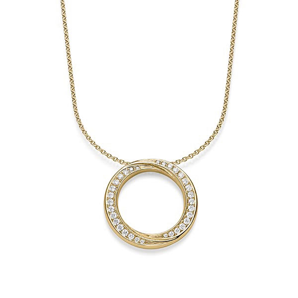 collier met hanger in geelgoud 14 kt. met in totaal 0,52 ct. tw/si van acredo