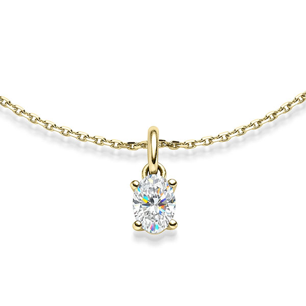 collier met hanger in geelgoud 14 kt. met in totaal 0,5 ct. van acredo