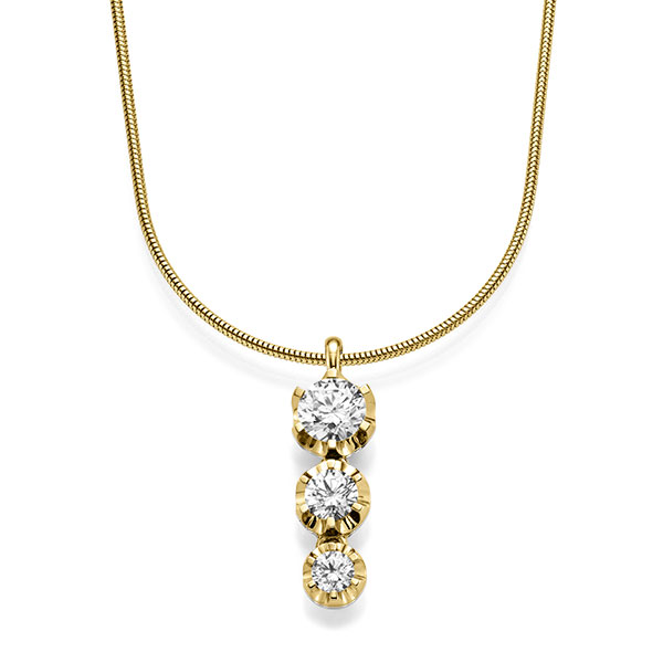 collier met hanger in geelgoud 14 kt. met in totaal 1,75 ct. tw/si van acredo