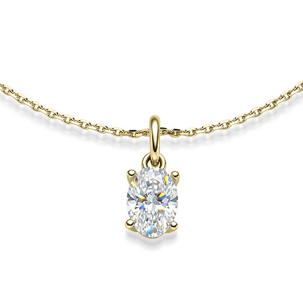 collier met hanger in geelgoud 14 kt. met in totaal 1 ct. van acredo